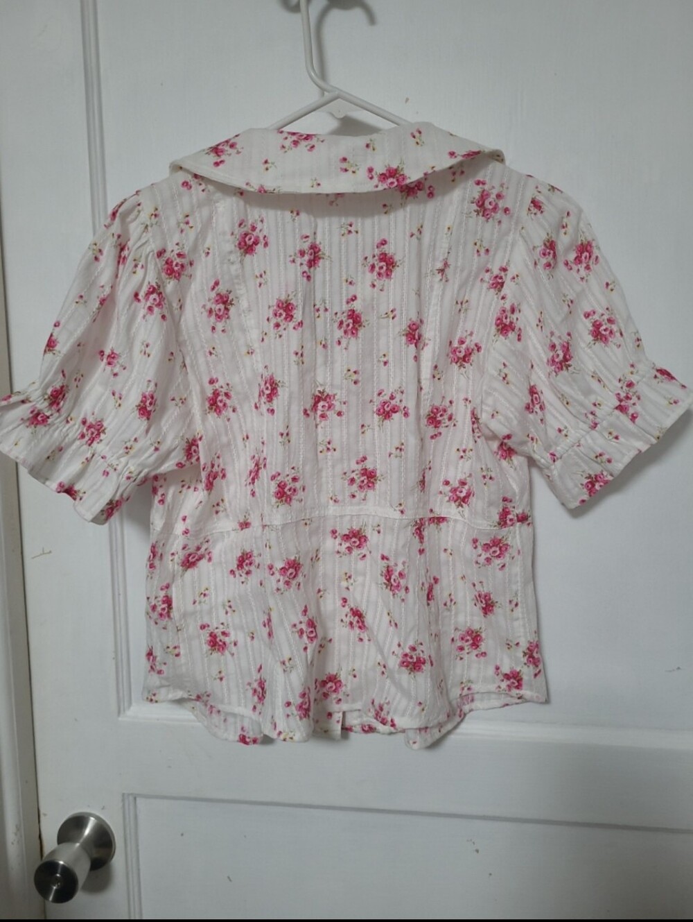 Anthropologie Pilcro White & pink Floral Button Front Top Blouse Medium - Picture 6 of 7